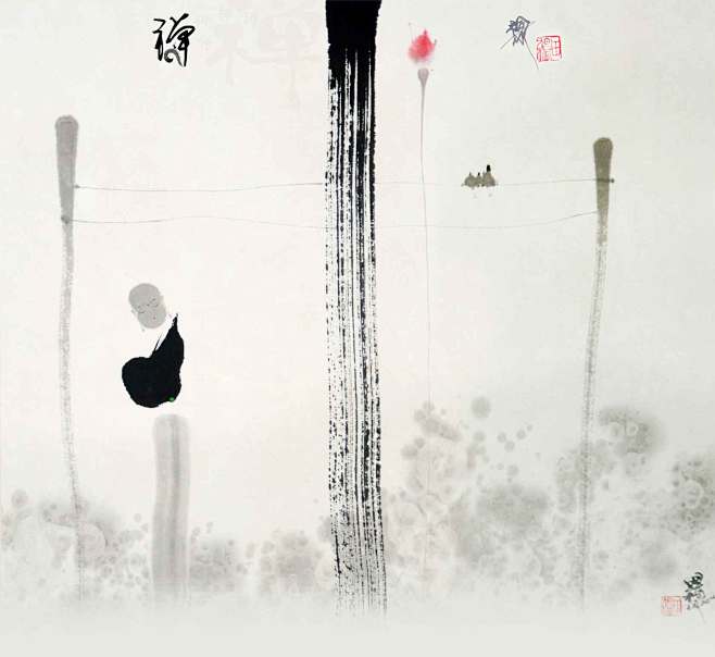 田旭桐禅意水墨画