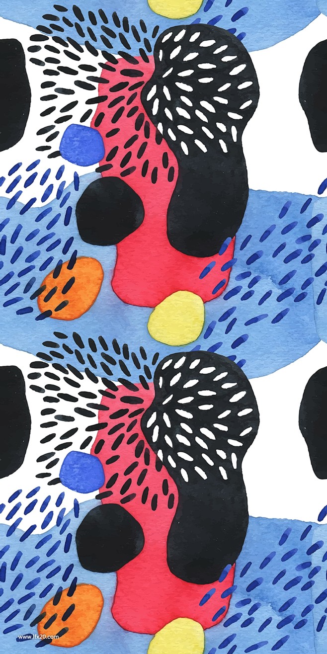 时尚充满活力的水彩艺术矢量图案12