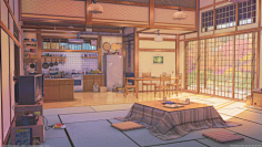 June‘Yang采集到治愈系 场景 自然 插画 日本动漫风格