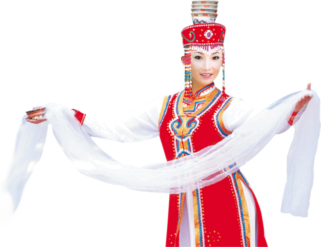 手捧哈达的草原姑娘蒙古人