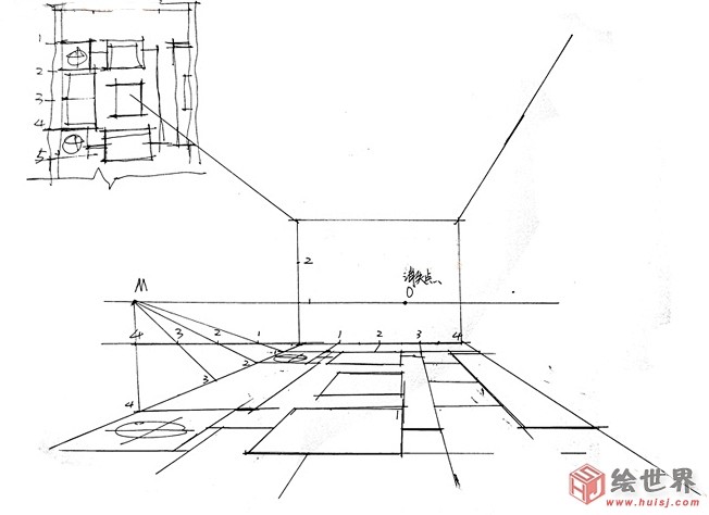 新提醒一點透視室內效果圖的畫法手繪教程繪世界網