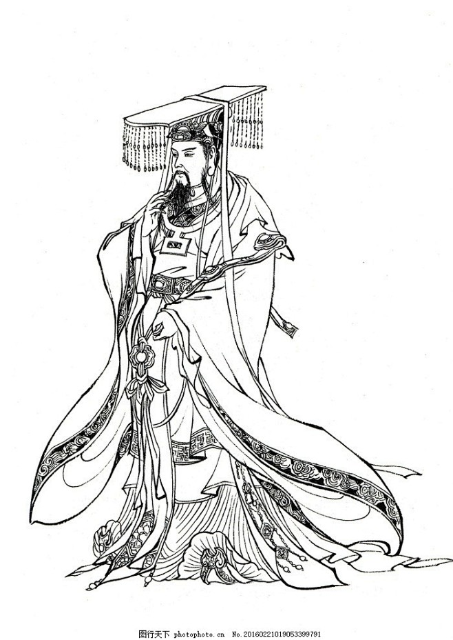 西游记人物白描玉皇大帝神话人物传说神仙西游记白描李云中