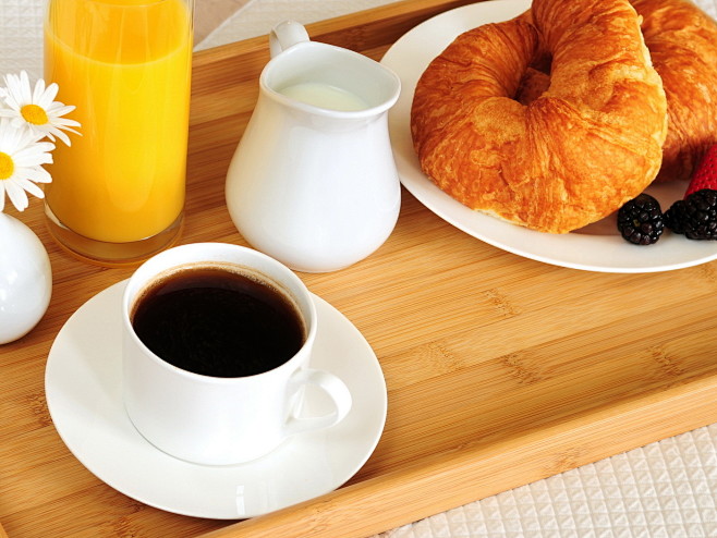 温馨早餐搭配咖啡牛奶面包大图背景壁纸素材