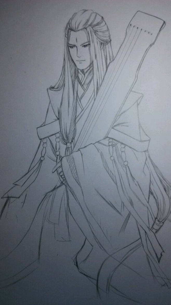 手绘古风美男插画美人素描人物