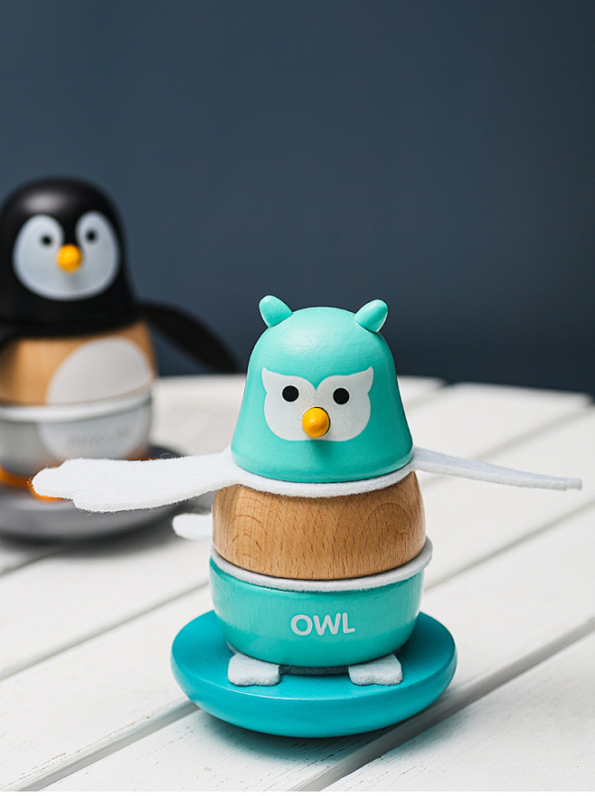 北欧创意个性可爱木质小企鹅不倒翁玩具摆件桌面工艺品装饰品摆设t