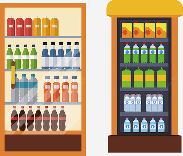 矢量超市饮料柜子免抠png素材_新图网