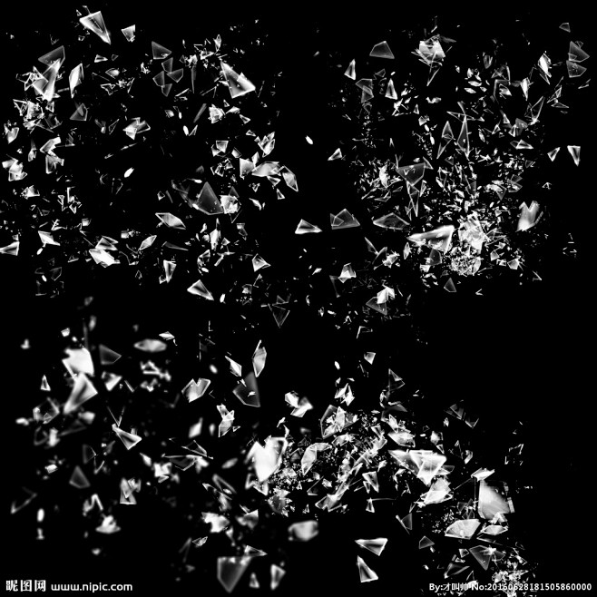 喷溅飞溅散落的玻璃碎片碎块