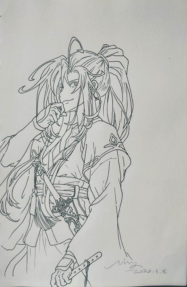 魔道祖师魏无羡线稿动漫临摹手绘