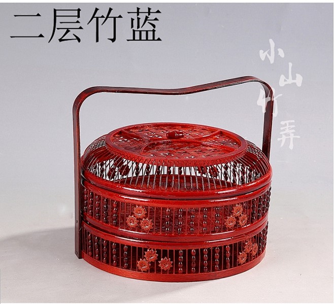 仿古中式食盒红色提篮木质结婚礼金包装礼盒酒