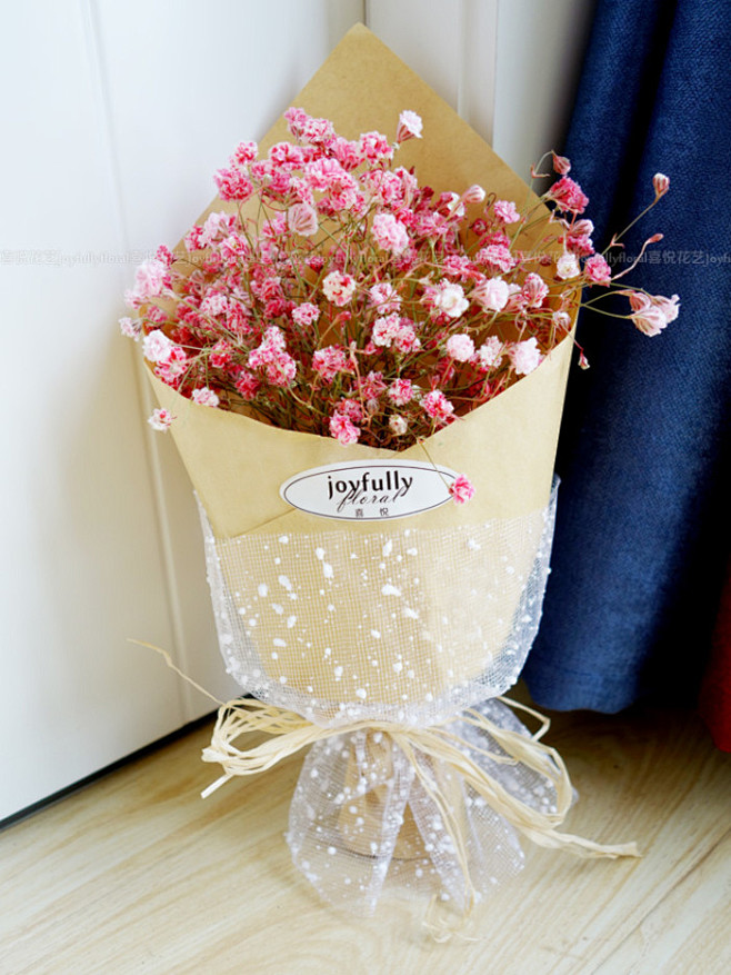 喜悦花艺粉色满天星迷你花束韩式韩国满天星