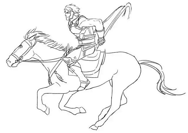 骑马战士简笔画图片