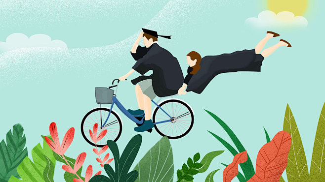 卡通毕业季青春学生毕业了校园手绘插画海报