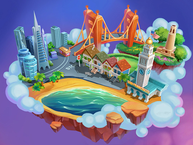 关卡场景q版场景选择关卡界面