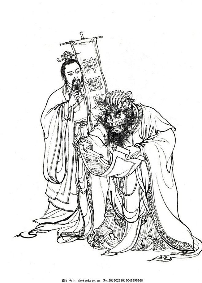 西游记人物白描袁守城泾河龙王神话传说西游记白描李云中