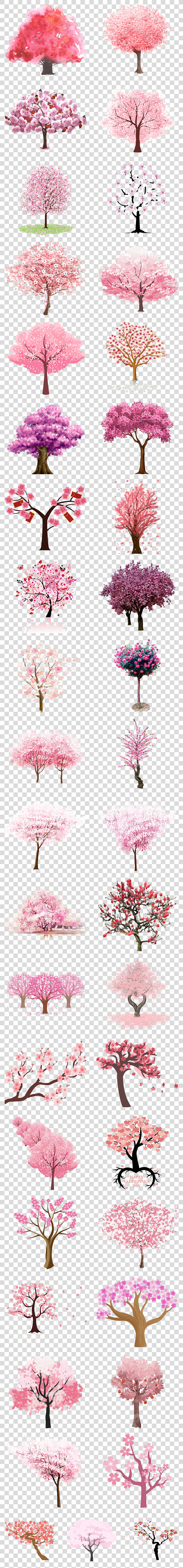 樱花树桃花树png图片大全卡通手绘浪漫手绘浪漫粉红色设计花朵粉色