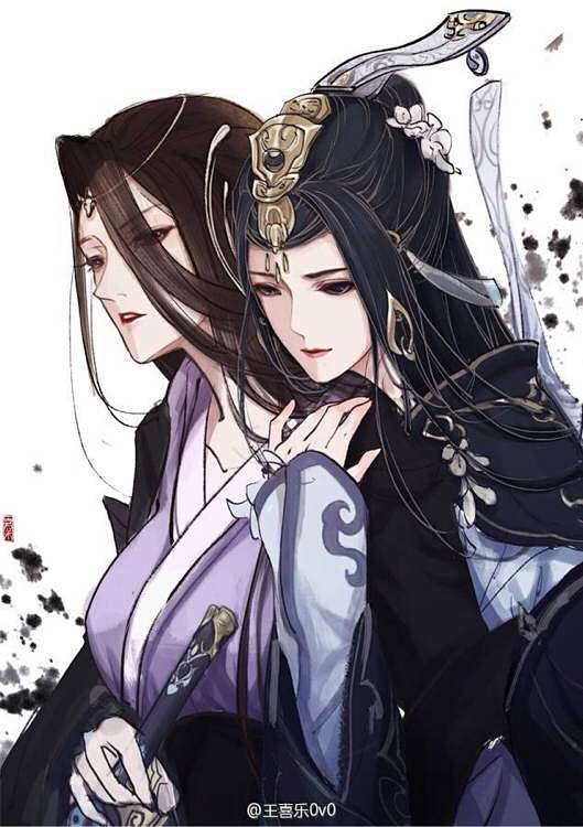 78剑网3古风百合gl古风纯爱插画古风美女手绘游戏同人插画