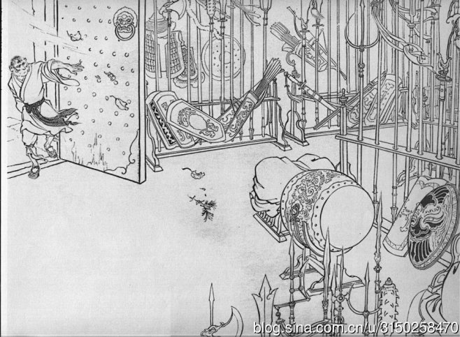 13刘继卣经典白描水帘洞筋斗云节选来源于荣宝斋画谱诗忆人间新浪博客