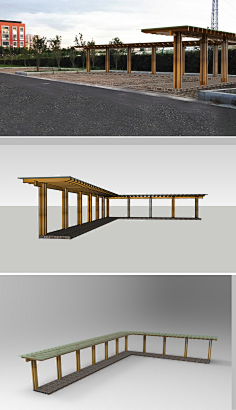 棠德花园防腐木风雨廊su模型 ks渲染图