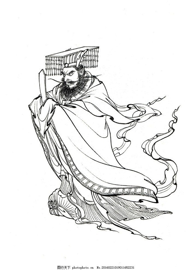 西游记人物白描四海龙王北海龙王敖顺白描人物西游记白描李云中