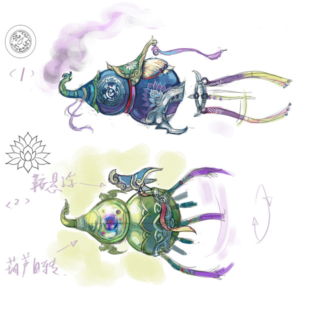 15:32:18仙葫芦方案两种怪物/宠物/神兽/妖精妖怪/坐骑游戏原画设定