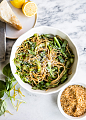Lemony Shaved Asparagus Linguine + How to Get More Protein Into Your Pasta Dinners - Hello Veggie : This Lemony Shaved Asparagus Linguine packs in 34 grams of protein per serving using one of my favorite tricks for adding more protein to a pasta dinner.