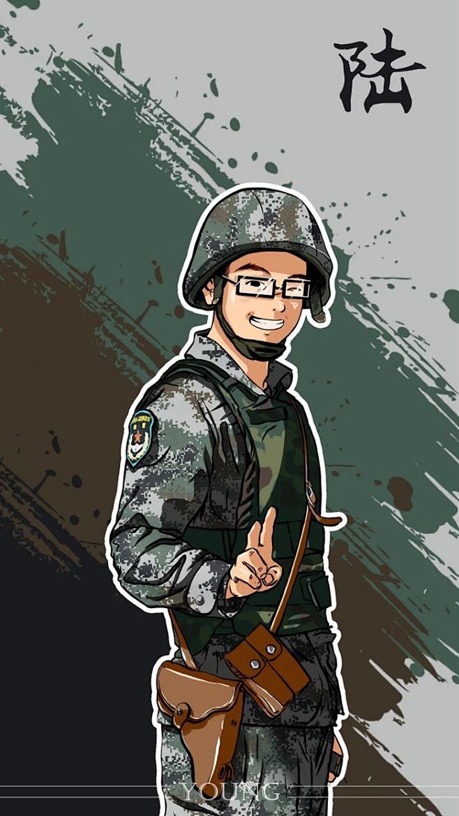 军人军旅帅气致敬绘画插图来自young军旅漫画