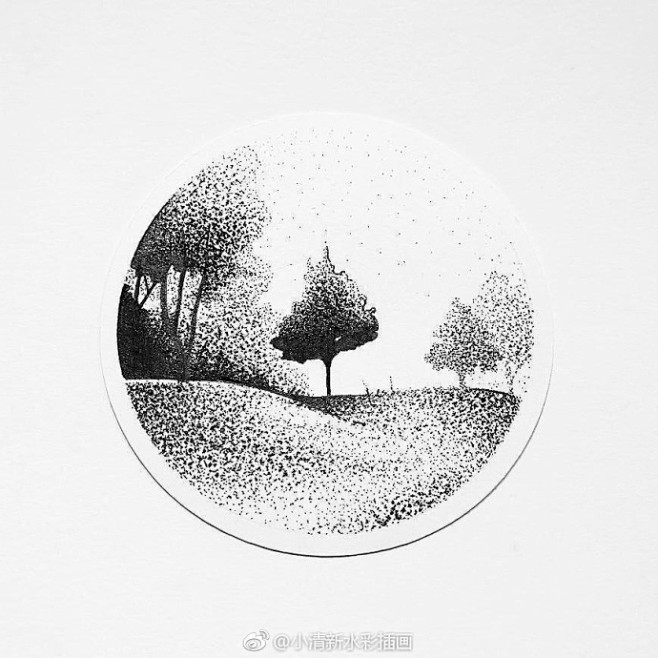 手绘-黑白小插画