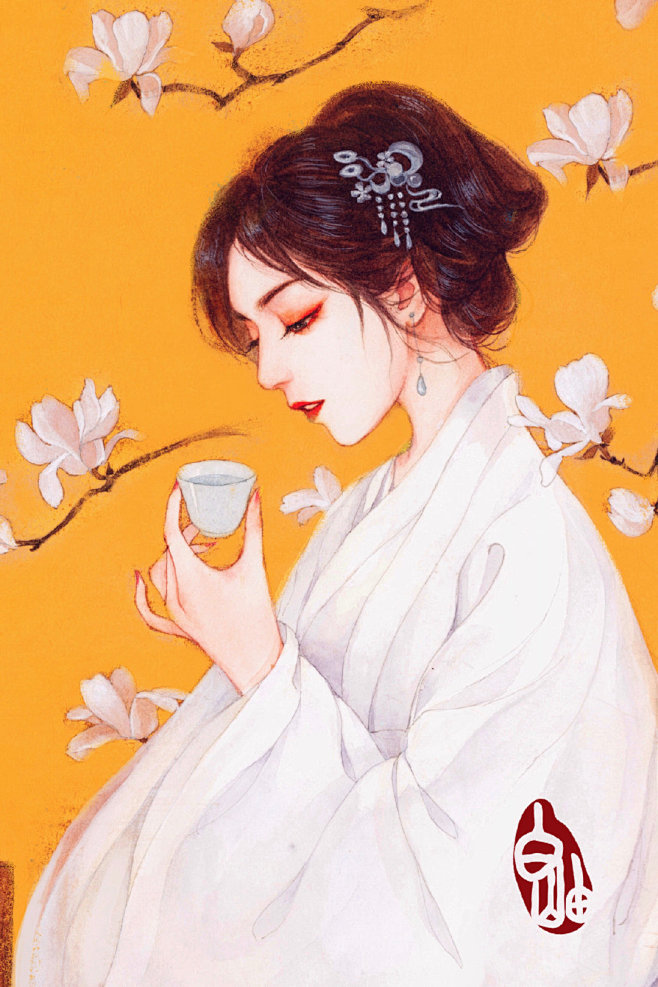 古风手绘美人白岫绘