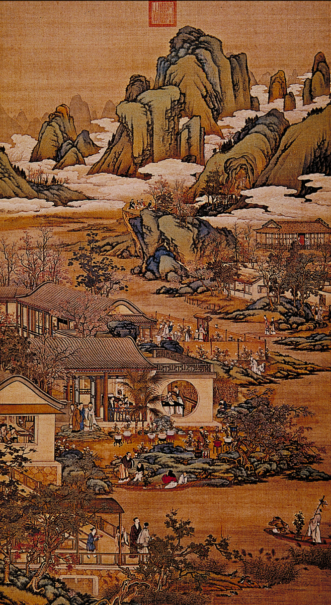 古代人物建筑背景素材图片