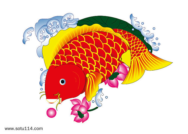 莲花鲤鱼吉祥寓意年画