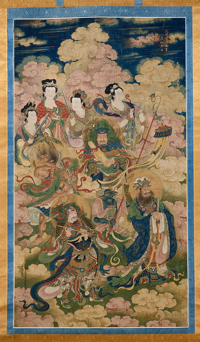 克利夫兰美术馆藏大明景泰年绘天龙八部罗叉女众像轴明代顶级佛画水平