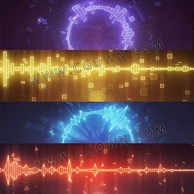 AE模板-根据音乐产生音频可视化频谱波形霓虹