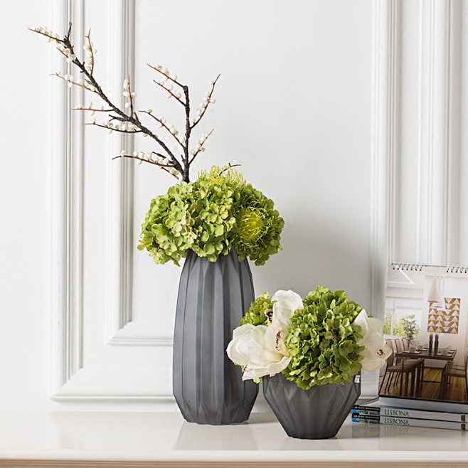 法式欧式组合秋橘色秋绿色绣球花成品花艺摆放仿真花花艺淘宝网