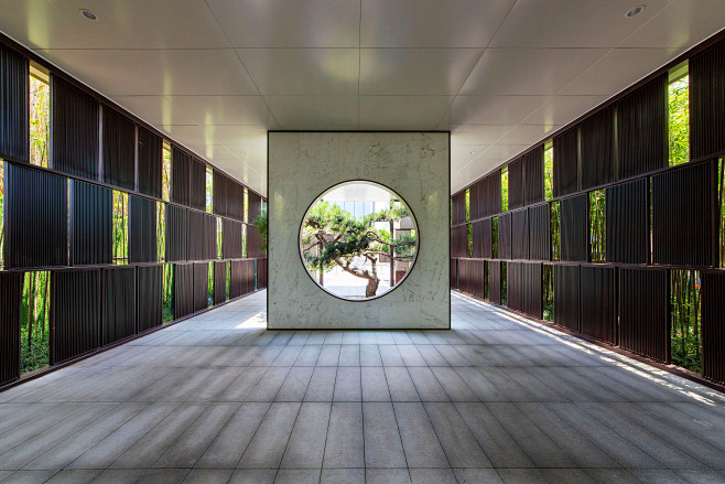 景观 对景现代廊月亮门造型图案大全中式园林屏风现代中式廊架单元门