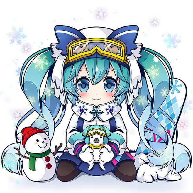 p站二次元插画少女头像原创壁纸初音未来vocaloid雪初音q版id54736569