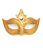 Antique Gold Masquerade Mask Covered With Lace -  Venetian Mask With Polymer Clay Decoration And Large Gem