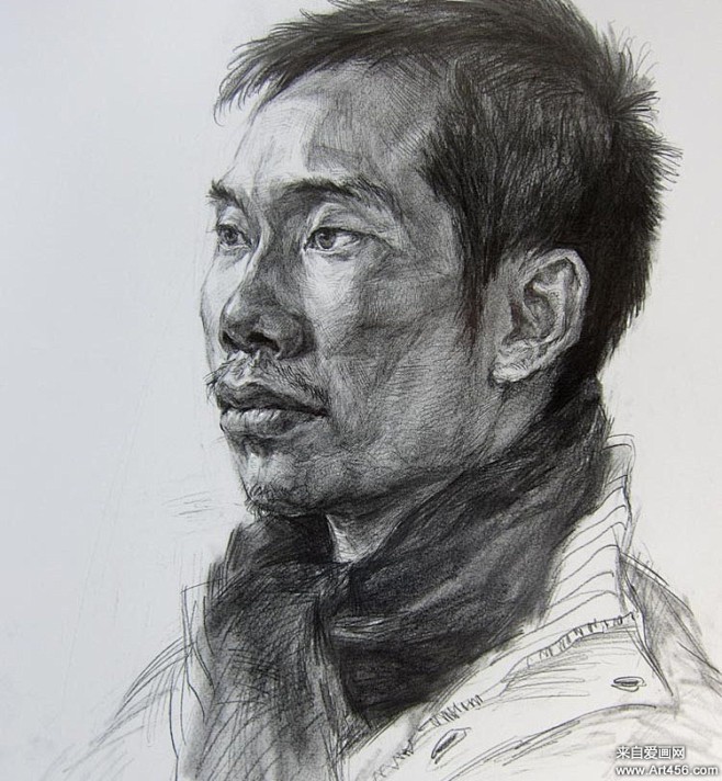 历年中国美术学院美术高考高分素描头像试卷素描作品爱画网