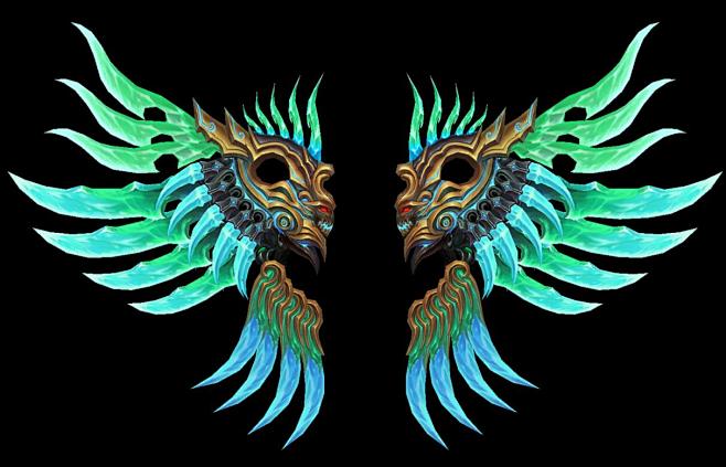 游戏美术资源中国风手绘次世代角色武器翅膀3dmax模型贴图素材翅膀