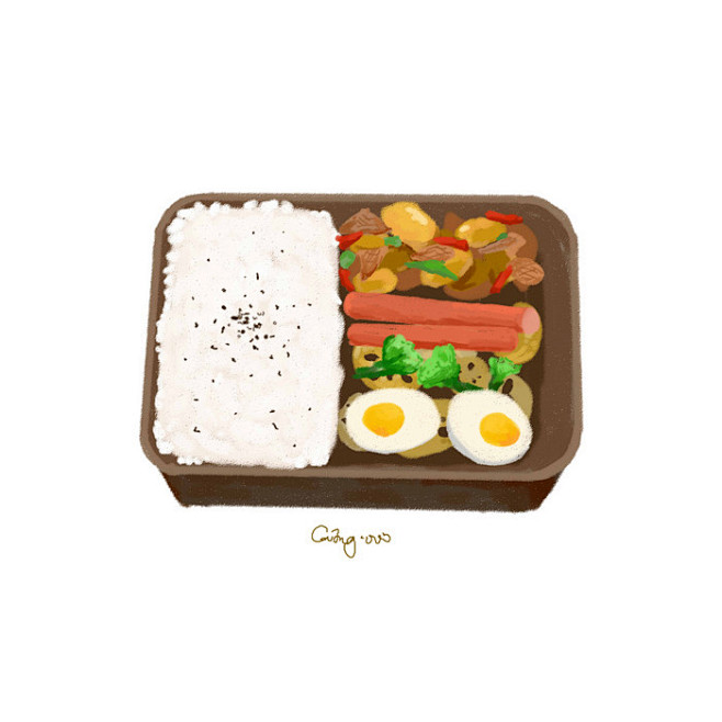 吃饭了吗:D-叁圈_插画,绘画,原创,食物,手账