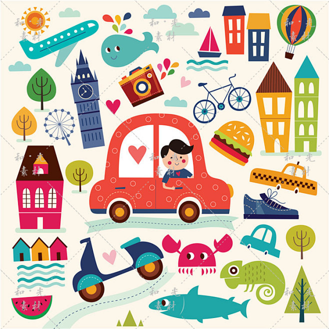 3卡通可爱扁平动物狮子狐狸鸟鳄鱼矢量插画epsjpg矢量设计素材淘宝网