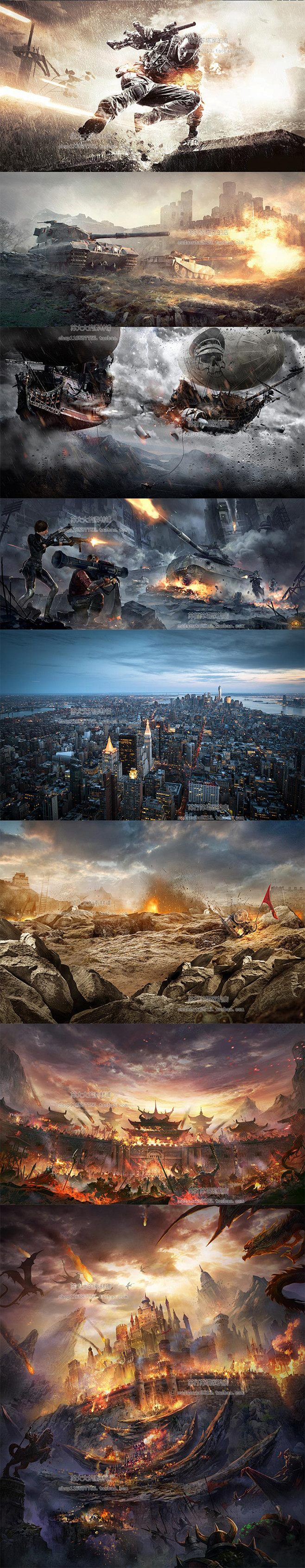 1万张战争场景cg图片素材背景军事机械科幻大场面战斗科技感淘宝网
