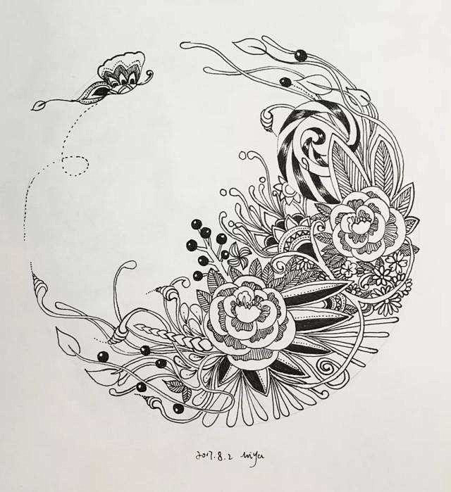 指弹盛夏从nooorange转采于2021-04-20 15:34:56线描缠绕画线稿