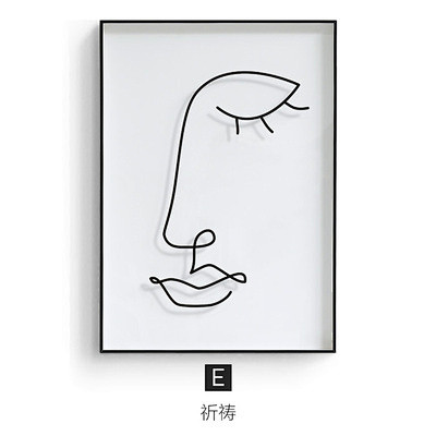 流动的心现代极简装饰画抽象线条简笔挂画工作室壁画有机玻璃画淘宝网