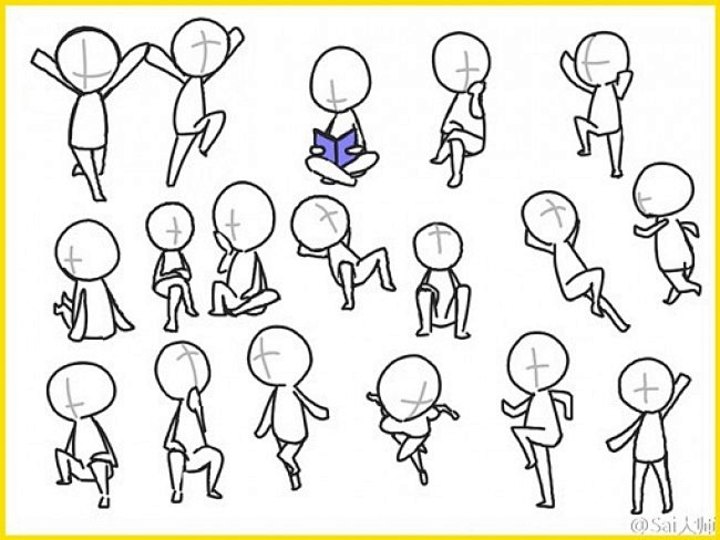 可爱q版卡通人物动作姿势分解图简笔画人物结构图素材wwwyouyixcom