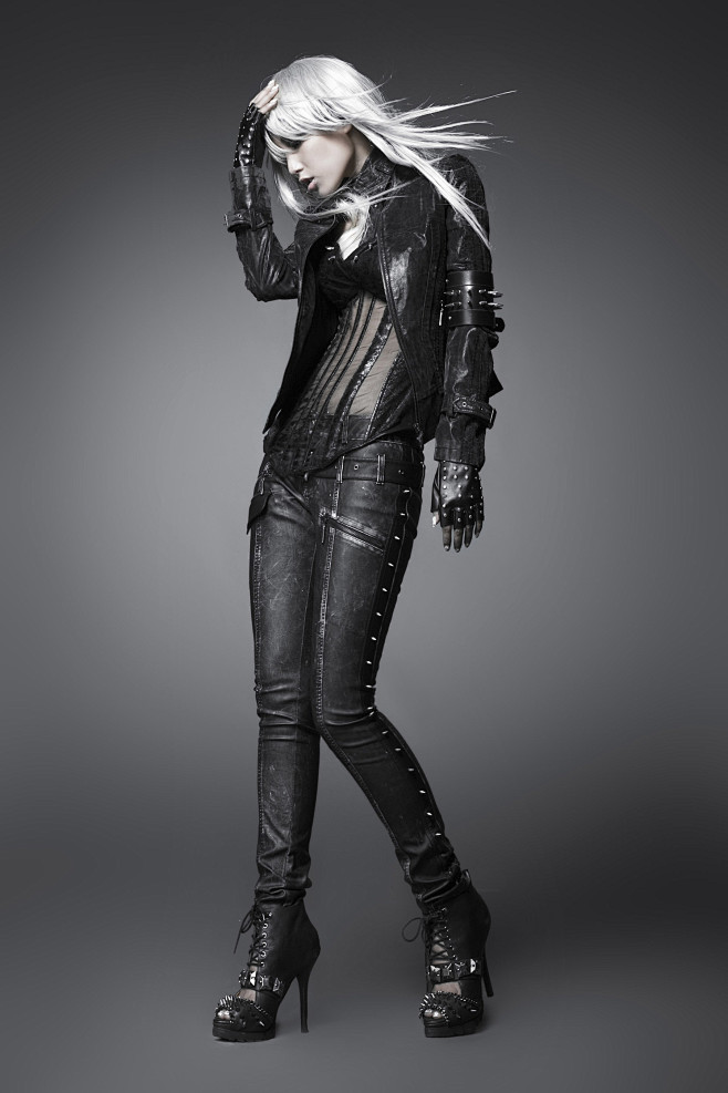 punkrave朋克风机车女服装潮流摇滚机车党个性弹力洗水皮裤淘宝网