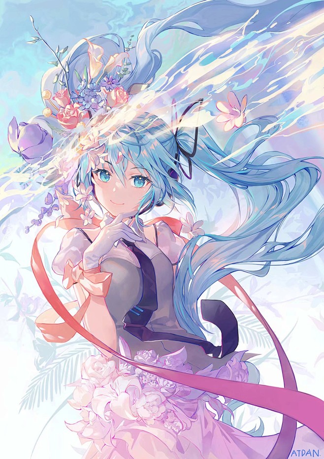 初音未来二次元动漫美少女萌妹子虚拟歌姬双马尾绿色壁纸