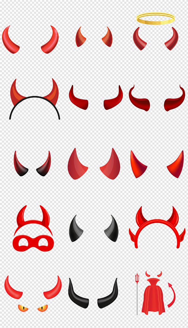 卡通手绘红色的角恶魔的角激萌png素材