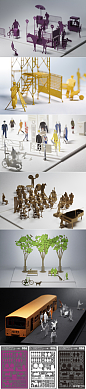 日本Terada Mokei工作室出品的纸质建筑模型配景，建筑师必备。