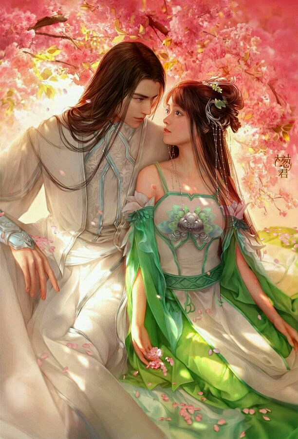 15:24:05只羡鸳鸯不羡仙手绘古装情侣染七夏同采自tieba