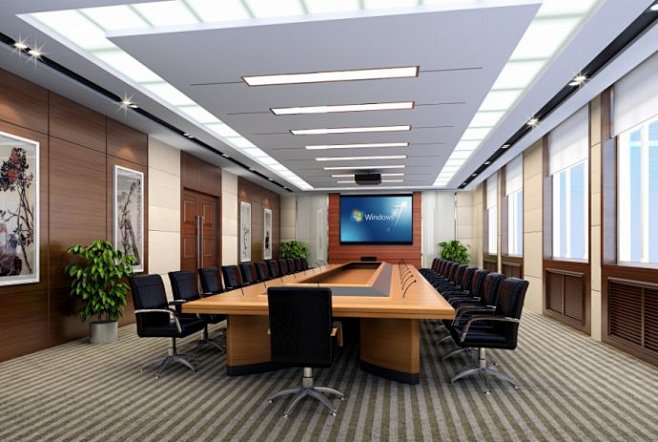 会议厅-花瓣网|陪你做生活的设计师 | 个会议室效果图的设计 #采集